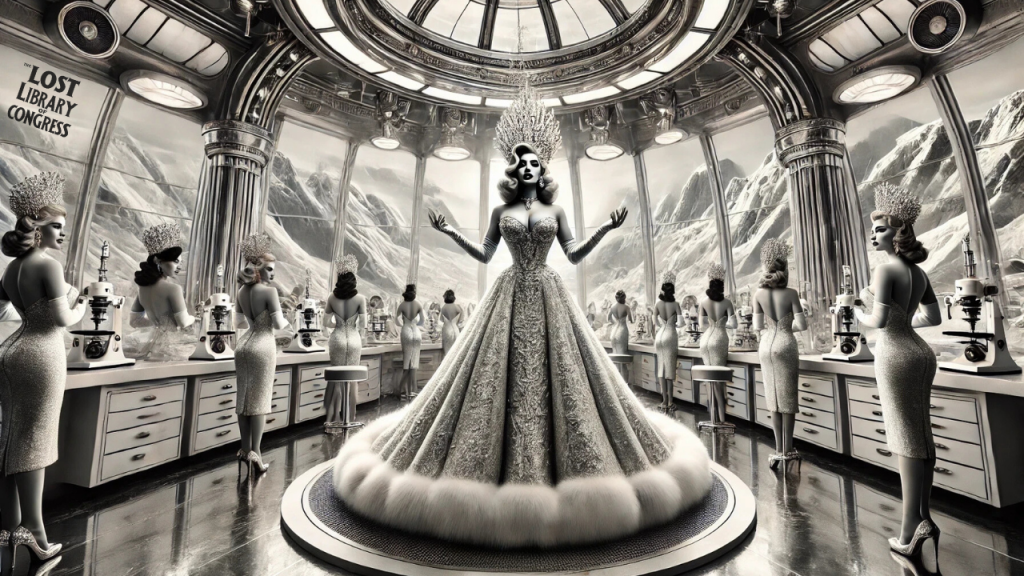 Gene Queen of Antarctica getting dressed and made up by her dedicated team of "Primpettes"