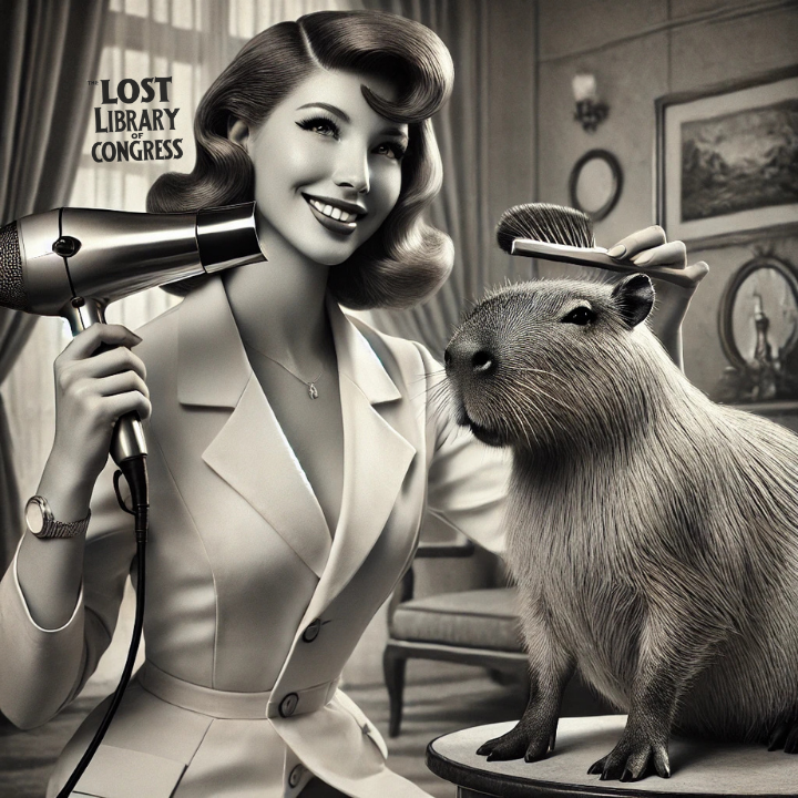 Weaponized Rodentia Program primping and preening a capybara for deep sea military operations